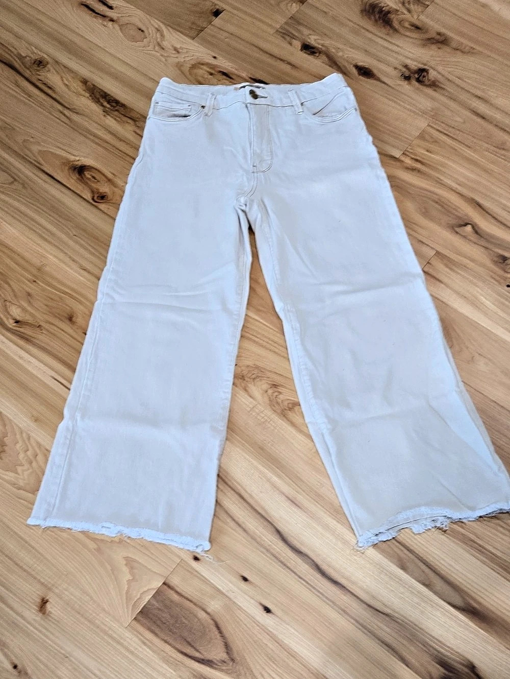 Kut from the Kloth Meg High Rise Wide Leg Jeans White Waist 6